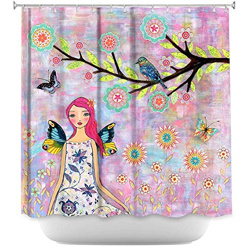 Artistic and Colorful Shower Curtain with Fairy and Butterflies