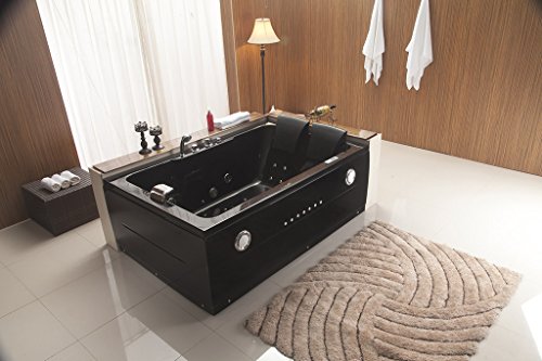 Fancy 2 Two Person Indoor Whirlpool Massage Hydrotherapy Black Bathtub