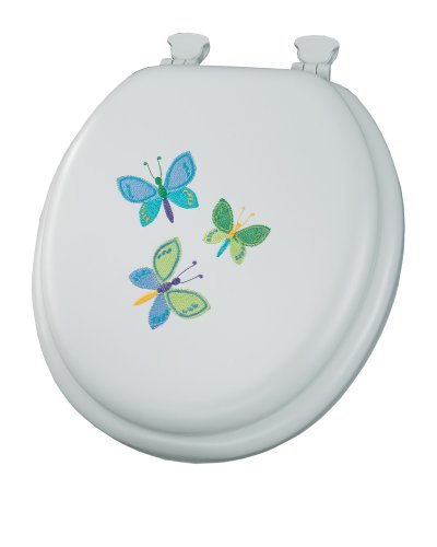 Embroidered Cushion Butterfly Toilet Seat with Lift-Off Hinges