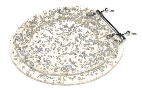 Deluxe Plastic Toilet Seat with Metal Hinges, Silver Foil