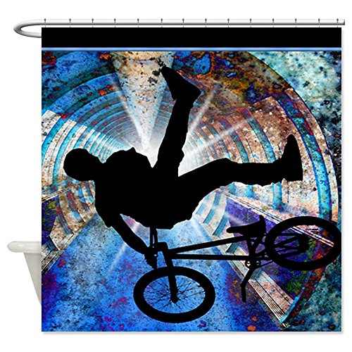 BMX in a Grunge Tunnel Shower Curtain for Teens