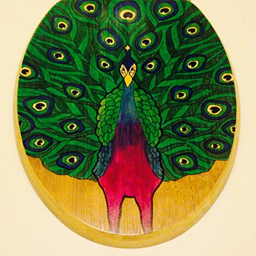 Hand painted peacock novelty toilet seat