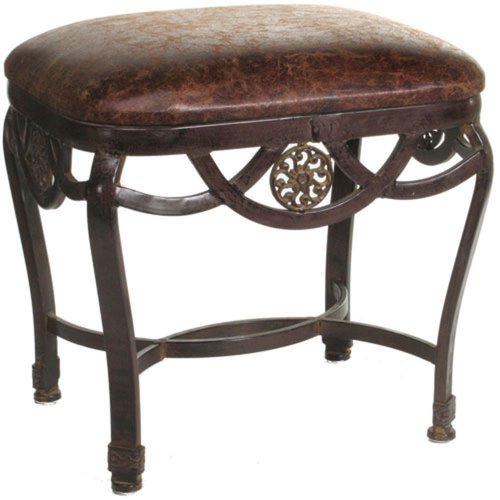 Elegant Brown leather Vanity Stool by Import Collection