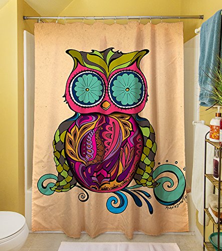 Psychedelic Owl on Swirly Branch Shower Curtain