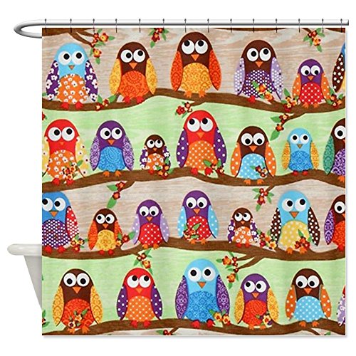 Colorful Funky Owls Shower Curtain