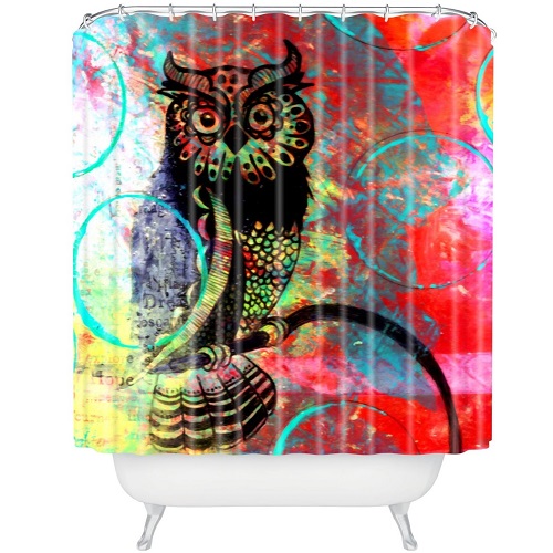 DENY Designs Sophia Buddenhagen Color Owl Shower Curtain