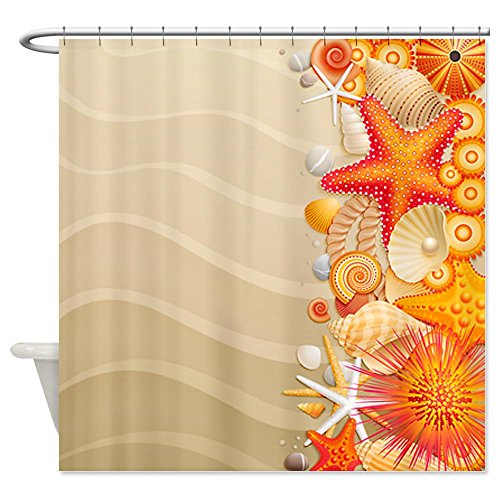 Orange Sea Shells Beach Shower Curtain