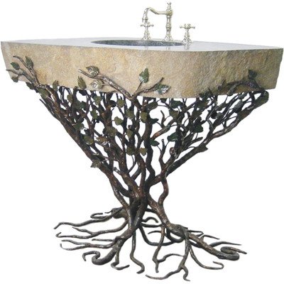 Organic Suites Embracious Aspen Forest Iron Pedestal Bathroom Sink