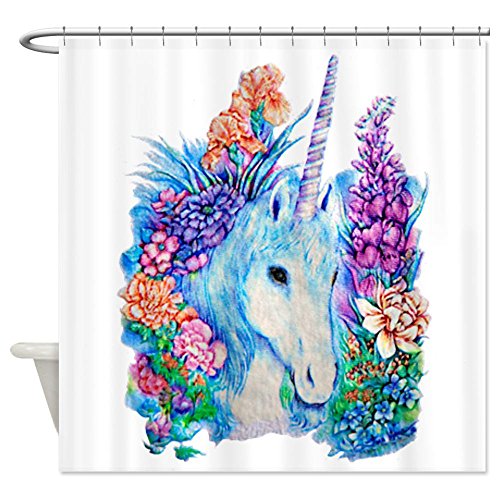 Unicorn and flowers shower curtain