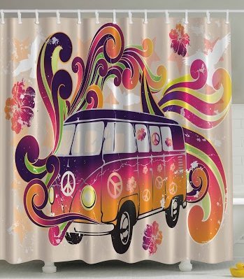 Peace Caravan Hippie Bohemian Peace Sign Paisley Shower Curtain