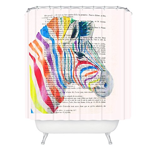DENY Designs Coco De Paris Rainbow Zebra Head Shower Curtain