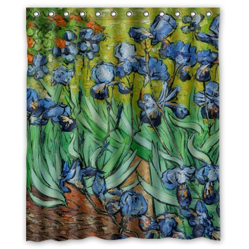 Irises by Vincent Van Gogh Waterproof Bathroom Fabric Shower Curtain