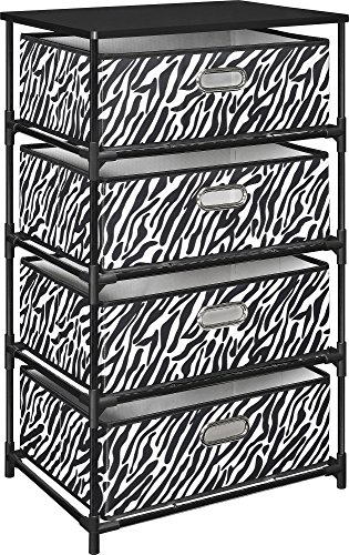 Altra Furniture 4-Bin Storage Table, Zebra Print
