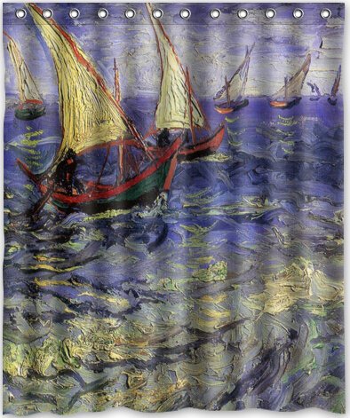 The Sea at Saintes by Van Gogh Bathroom Fabric Shower Curtain