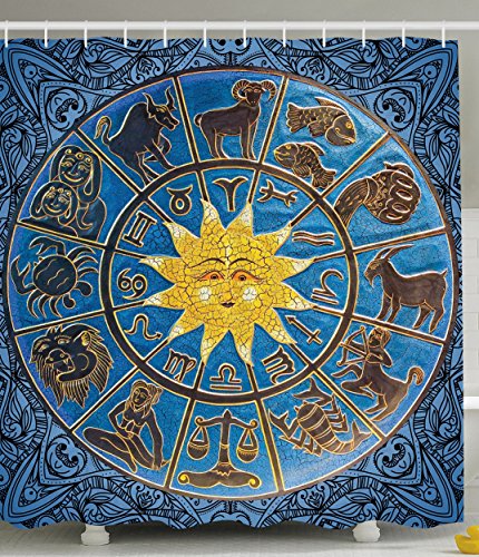 Zodiac Calendar and Sun Horoscopes Mandala Shower Curtain